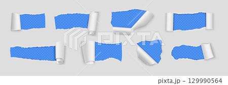 Paper tear. Rip torn reveal effect. Open page...のイラスト素材 [129990564] - PIXTA