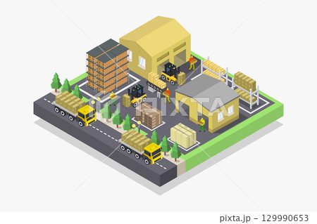 Isometric Warehouse Isometric Warehouse 129990653
