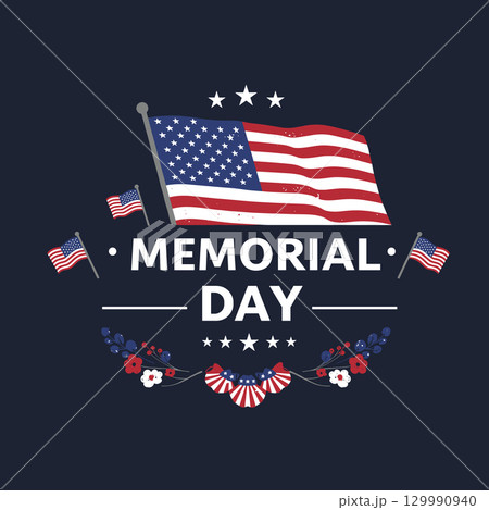 Happy Memorial Day background. National american holiday illustration. Vector Memorial day greeting card 129990940
