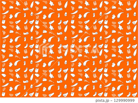 オレンジの幾何学的なパターンのベクターのイラスト/お化けのモチーフ オレンジの幾何学的なパターンのベクターのイラスト/お化けのモチーフ 129990999