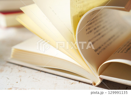 読書の秋・本を開く(イメージ) 129991135