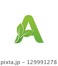 Green leaf A letter alphabet logo icon design suitable for a green or vegan vegetarian concept 129991278