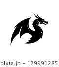 Black silhouette of powerful Dragon logo design on white background 129991285
