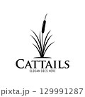 Cattail grass logo vector illustration design on white background 129991287