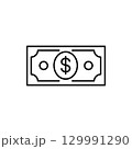 Black Line USD Dollar money currency icon clipart in vector USA money for business, finance, web site interface, infographic decoration elements vector illustration 129991290