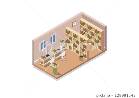 Isometric Library Room 129991345
