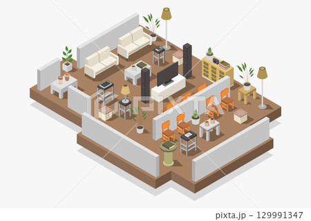 Isometric living room Isometric living room 129991347
