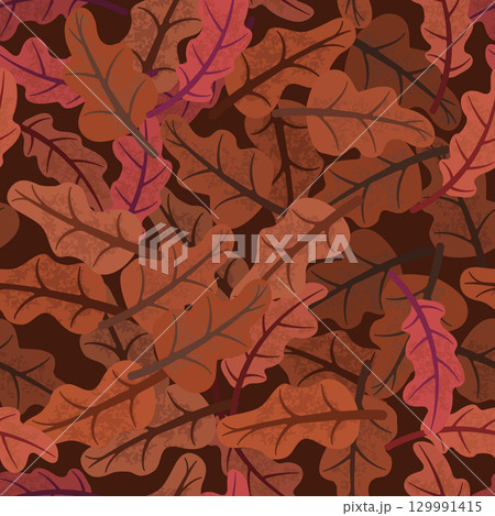 Seamless pattern with autumn oak leaves creating a warm fall atmosphere Seamless pattern with autumn oak leaves creating a warm fall atmosphere 129991415