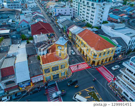 aerial view classic and beautiful architecture at Charter square of Phuket 129991451