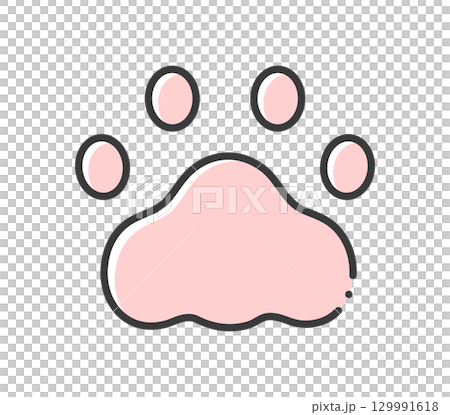 Pink cat paw line icon - Simple and stylish animal footprint illustration material Pink cat paw line icon - Simple and stylish animal footprint illustration material 129991618