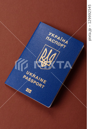 Ukrainian passport for travelling, flying and doing business. Ukraine document 129992545