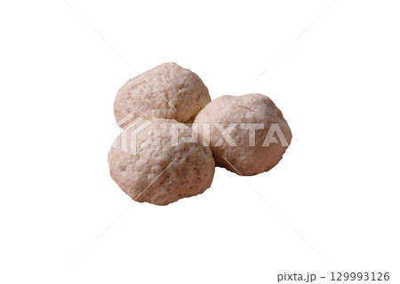 Chicken meatballs, cutlets steamed with salt and spices, a healthy meal 129993126