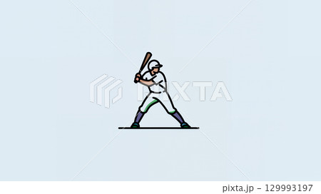 Baseball logo ready for print. Player with a baseball bat on white background Baseball logo ready for print. Player with a baseball bat on white background 129993197