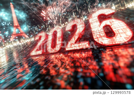 Digital number 2026 on the street 129993578