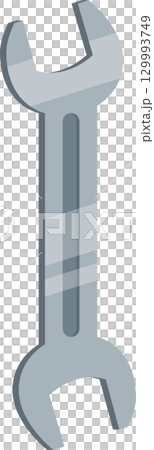 A sleek, silver-colored wrench stands upright, poised for its next task in the workshop. 129993749