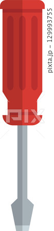 Red and gray screwdriver with a straight, flat head, showcasing a tool used in home repairs. Red and gray screwdriver with a straight, flat head, showcasing a tool used in home repairs. 129993755