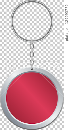 Metallic keychain with a blank, round space for customization, providing personalization 129993779