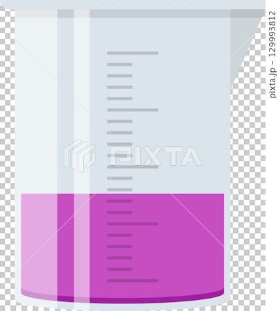 Beaker with Purple Liquid: A laboratory instrument used for measuring & mixing chemicals. Beaker with Purple Liquid: A laboratory instrument used for measuring & mixing chemicals. 129993812