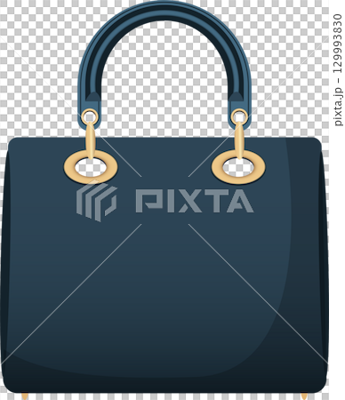 Elegant dark blue handbag with round gold hardware, classic design for versatile fashion style 129993830