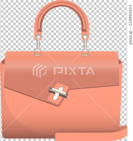 Salmon colored fashion bag with silver closure and strap. Stylish accessory for women. Salmon colored fashion bag with silver closure and strap. Stylish accessory for women. 129993833