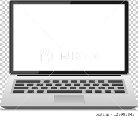 Sleek and modern laptop featuring a blank screen, ideal for showcasing various digital content. Sleek and modern laptop featuring a blank screen, ideal for showcasing various digital content. 129993843