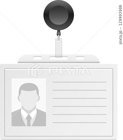 Identification card with a generic photo and lanyard reel for company or event purposes. 129993986