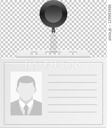 Identification card with a generic photo and lanyard reel for company or event purposes. 129993986