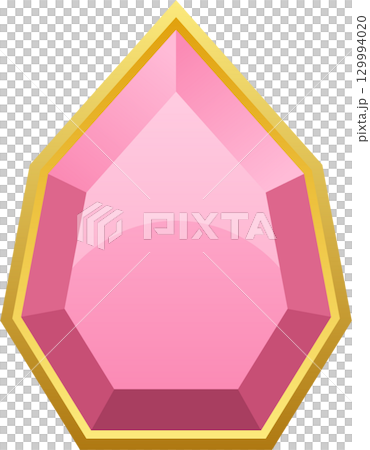 A glossy pink gemstone is framed with a golden border, radiating subtle charm and refinement. A glossy pink gemstone is framed with a golden border, radiating subtle charm and refinement. 129994020