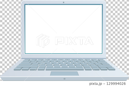 Illustration of a modern laptop with a large, clear screen and a full QWERTY keyboard. Illustration of a modern laptop with a large, clear screen and a full QWERTY keyboard. 129994026