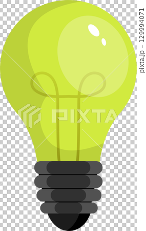 A cheerful yellow cartoon lightbulb glows, ready to illuminate ideas and spark innovation. 129994071