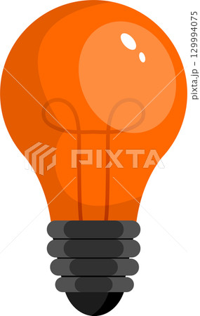 Orange lightbulb glowing. Represents ideas, innovation, illumination and energy efficiency. Orange lightbulb glowing. Represents ideas, innovation, illumination and energy efficiency. 129994075
