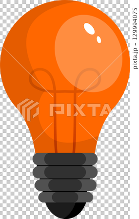 Orange lightbulb glowing. Represents ideas, innovation, illumination and energy efficiency. 129994075