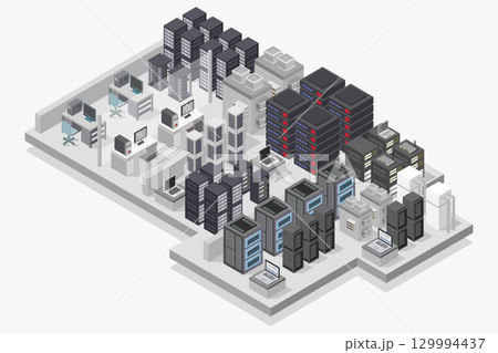 Isometric server room 129994437