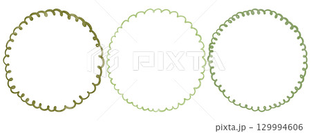 Round Frames Hand Drawn Lines Curves Scalloped Edges Round Frames Hand Drawn Lines Curves Scalloped Edges 129994606