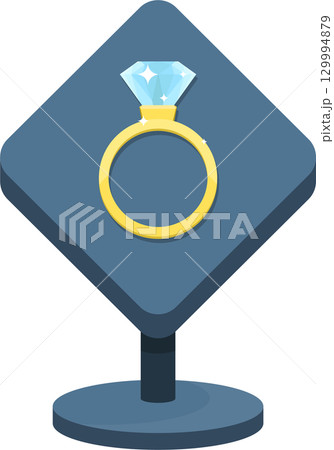 A shiny gold ring with a diamond on display, perfect for engagements and special occasions. 129994879