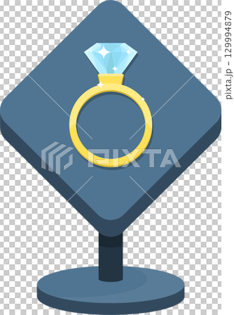 A shiny gold ring with a diamond on display, perfect for engagements and special occasions. 129994879