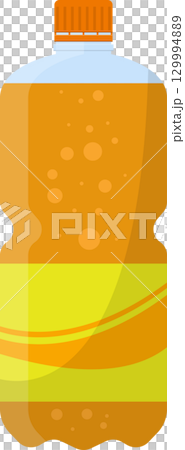 Orange juice bottle with air bubbles shown throughout liquid that makes up the drink. Orange juice bottle with air bubbles shown throughout liquid that makes up the drink. 129994889