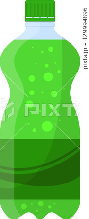 A refreshing green soft drink in a plastic bottle, a vibrant illustration of a cool beverage. A refreshing green soft drink in a plastic bottle, a vibrant illustration of a cool beverage. 129994896