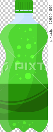 A refreshing green soft drink in a plastic bottle, a vibrant illustration of a cool beverage. A refreshing green soft drink in a plastic bottle, a vibrant illustration of a cool beverage. 129994896