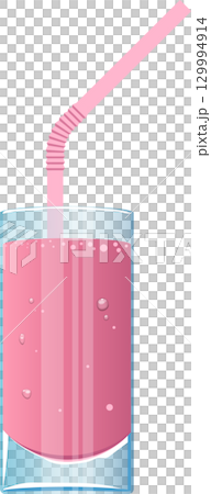 Glass of pink smoothie with straw: A delicious and refreshing treat for any time of the day. 129994914