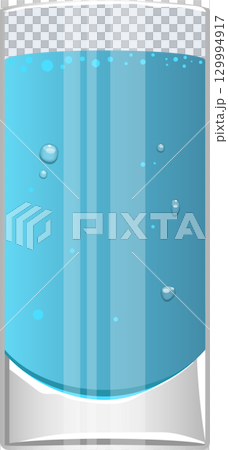 Refreshing tall glass of pristine blue liquid with ascending bubbles, ready to hydrate and quench. Refreshing tall glass of pristine blue liquid with ascending bubbles, ready to hydrate and quench. 129994917