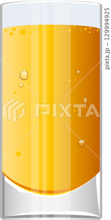 Refreshing glass of sparkling amber beverage, perfect for a summer thirst-quencher illustration 129994925