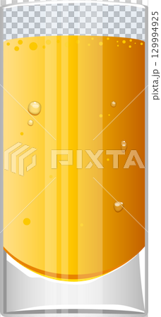 Refreshing glass of sparkling amber beverage, perfect for a summer thirst-quencher illustration 129994925