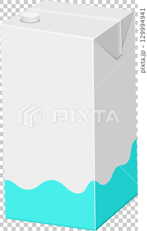 A sleek carton with blue wave pattern suggests freshness and hydration in a simple design. 129994941