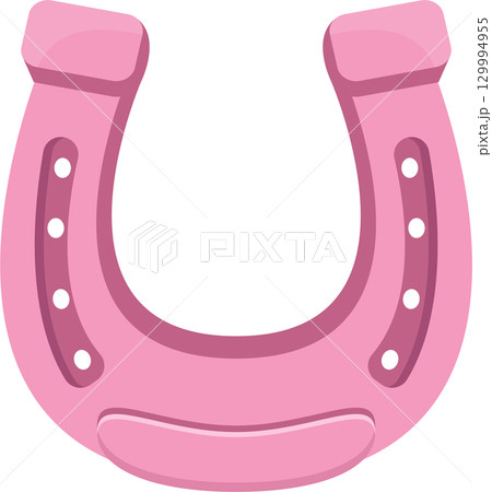 A pink horseshoe, traditionally a symbol of good luck and protection, facing upwards for good fortune. 129994955