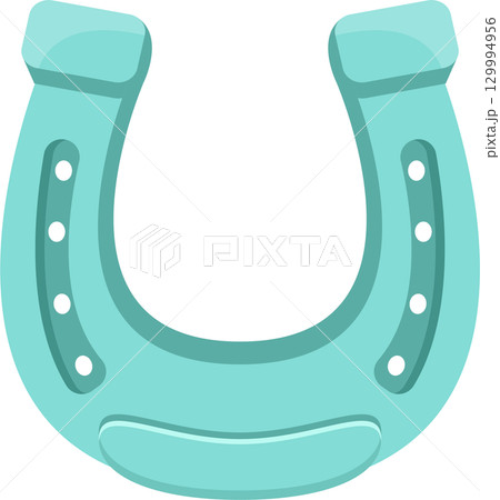 A light blue horseshoe, traditionally a symbol of good luck and protection, isolated on black. 129994956