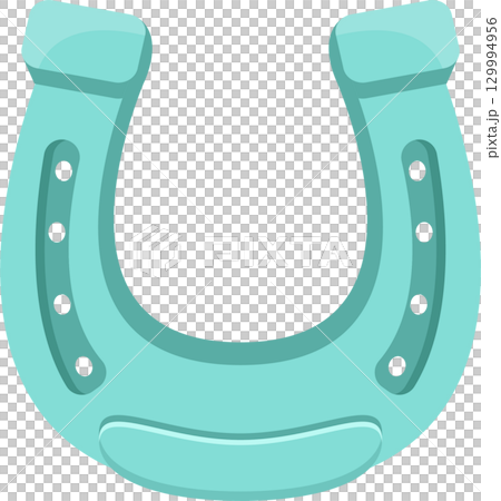 A light blue horseshoe, traditionally a symbol of good luck and protection, isolated on black. 129994956