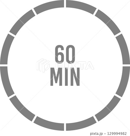 60 Minute Timer: Depicts time passing with a segmented circle symbolizing an hour duration. 60 Minute Timer: Depicts time passing with a segmented circle symbolizing an hour duration. 129994982