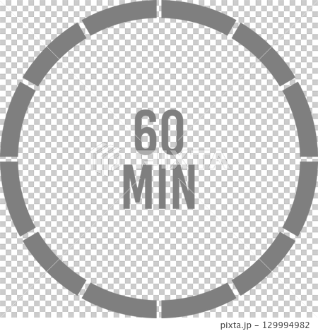 60 Minute Timer: Depicts time passing with a segmented circle symbolizing an hour duration. 60 Minute Timer: Depicts time passing with a segmented circle symbolizing an hour duration. 129994982