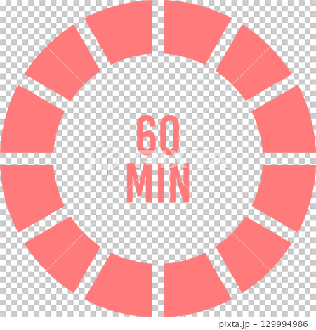 Visual timer indicating a duration of 60 minutes, presented as a circular segmented design. 129994986